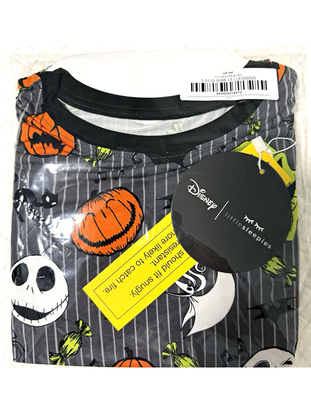 Little Sleepies Disney NBC Jack Skellington Pajama Set Size 5/6